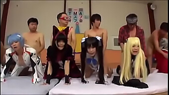 Cute Asian Cosplayers At A Group Sex Party