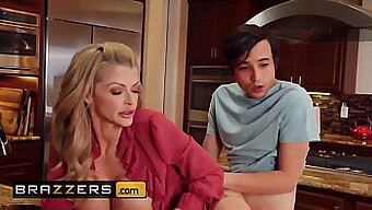 Kitchen Kink With A Big Boobed Milf And Her Son'S Friend - Brazzers